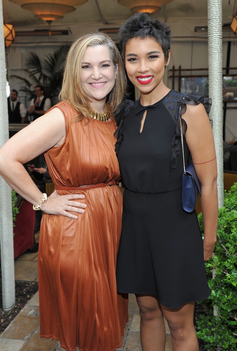 LOS ANGELES, CA - JUNE 14: Vanity Fair West Coast Editor, Krista Smith (L) and actress Alexandra Shipp , both wearing Max Mara, attend Max Mara Celebrates Natalie Dormer - The 2016 Women In Film Max Mara Face Of The Future at Chateau Marmont on June 14, 2016 in Los Angeles, California. (Photo by Donato Sardella/Getty Images for Max Mara)