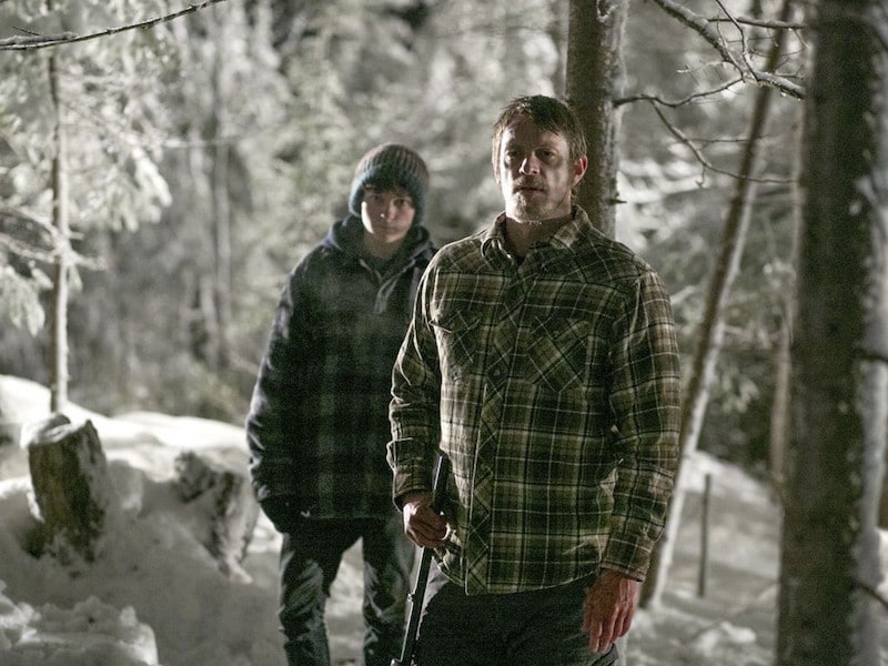 Percy Hynes White and Joel Kinnaman in EDGE OF WINTER, courtesy Vertical Entertainment