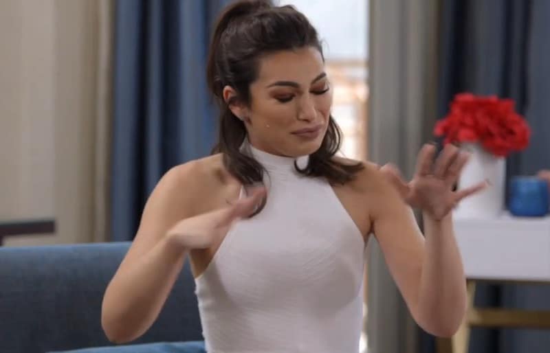 Ashley Iaconetti bawling her eyes out, as usual, on tonight's Million Dollar Matchmaker