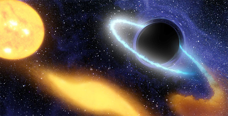 Supermassive black hole consuming nearby starImage credit: NASA/JPL-Caltech