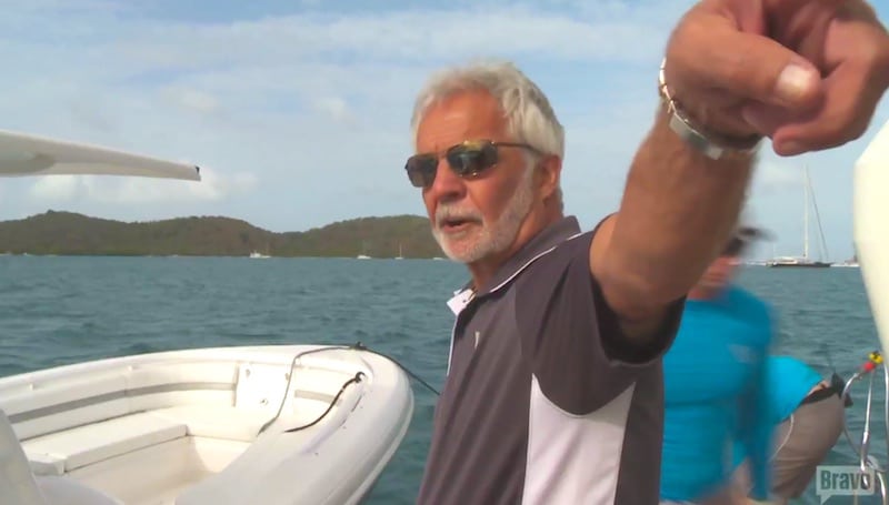 Captain Lee gives Kelley instructions as he tries to move the pool on this week's Below Deck
