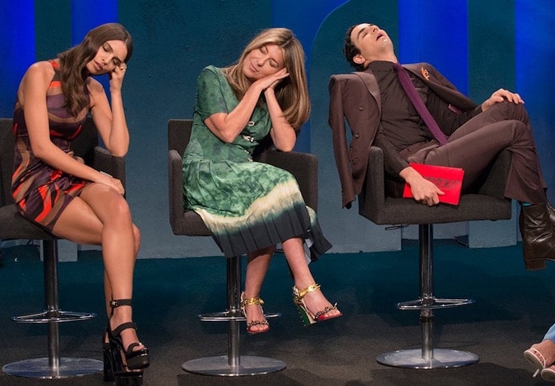 Some of the dresses are too much for Emily Ratajkowski and judges Nina Garcia and Zac Posen on this week's Project Runway
