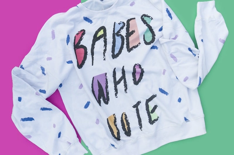 A "Babes Who Vote" sweatshirt from The Style Club's current range