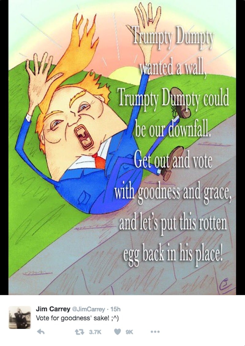 Jim Carrey's political cartoon of Donald Trump