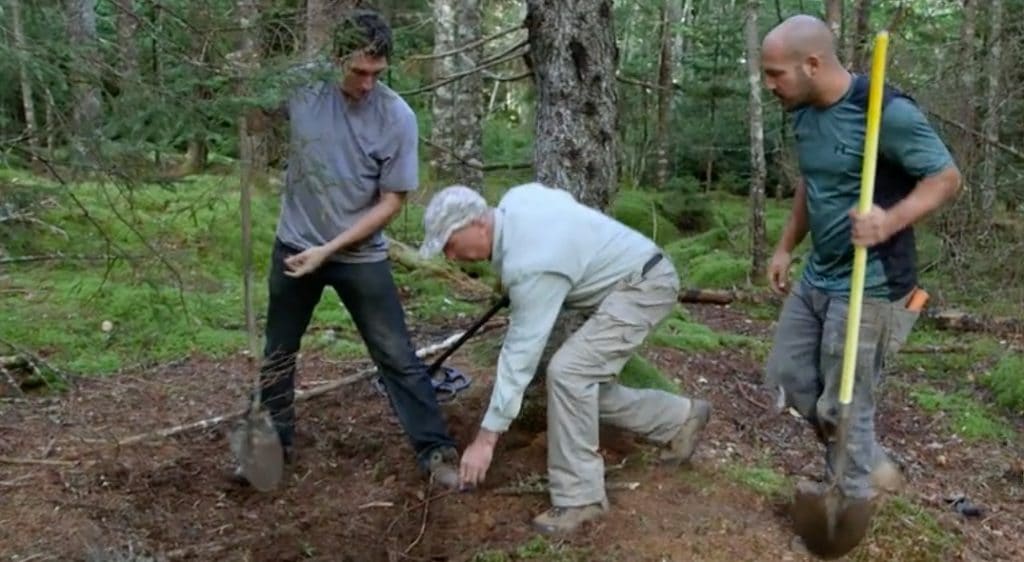The team dig for treasure in the woods of Oak Island