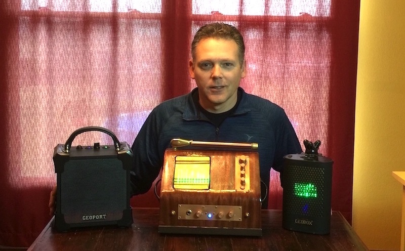 George Brown with his GeoPort, and both a static and hand-held version of the GeoBox