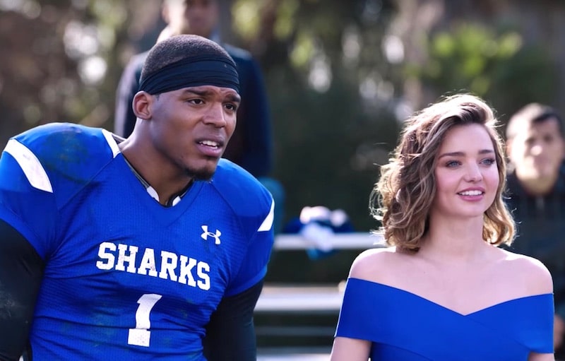 Cam Newton and Miranda Kerr in the Buick Super Bowl 2017 commercial