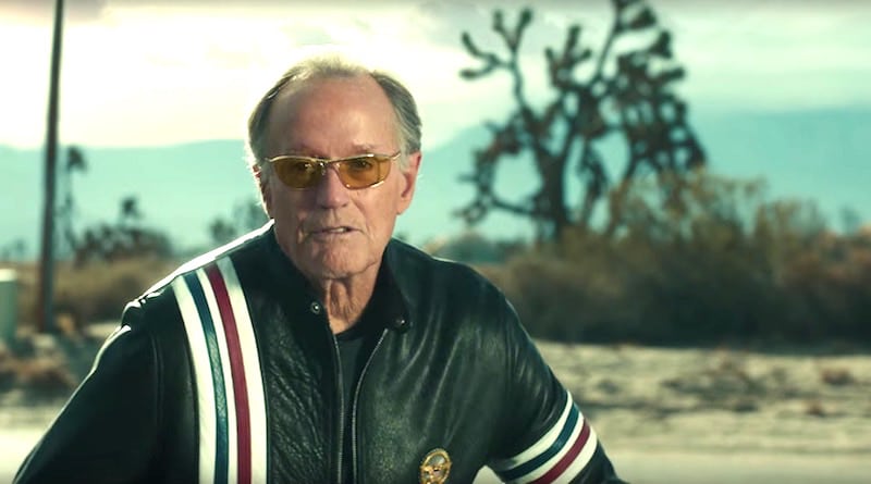 Easy Rider star Peter Fonda in the Coen Brothers-directed Super Bowl commercial for the Mercedes-AMG GT Roadster