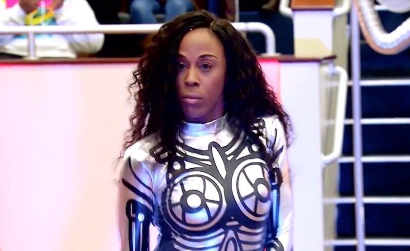 Coach D strutting her stuff as a robot on this week's Bring It!