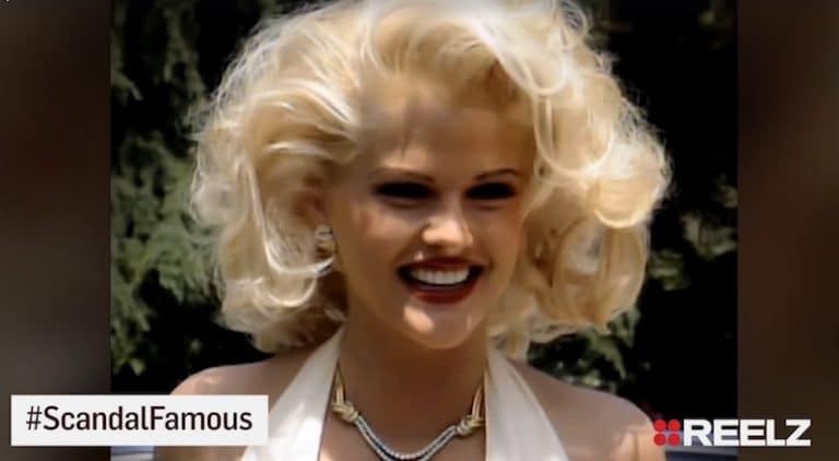 Anna Nicole Smith in a still from REELZChannel's Scandal Made Me Famous