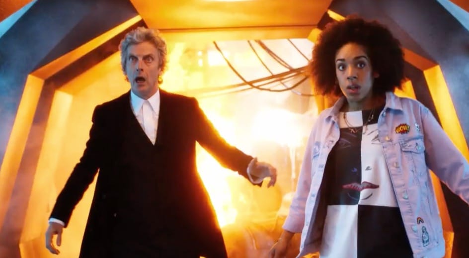 The Doctor and Bill in a tunnel