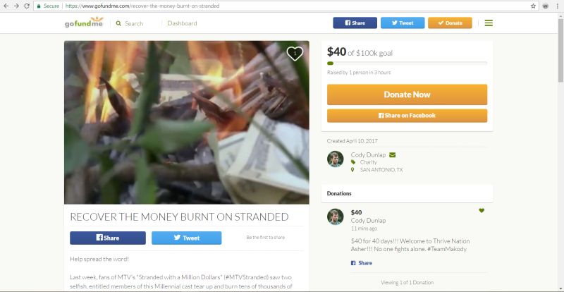 Cody's Go Fund Me page