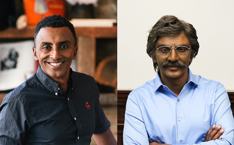 Marcus Samuelsson before and after his transformation on Undercover Boss