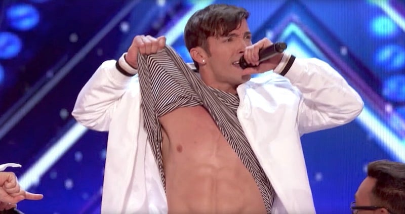 5 Alive's Jordan lifts his top during a routine on America's Got Talent