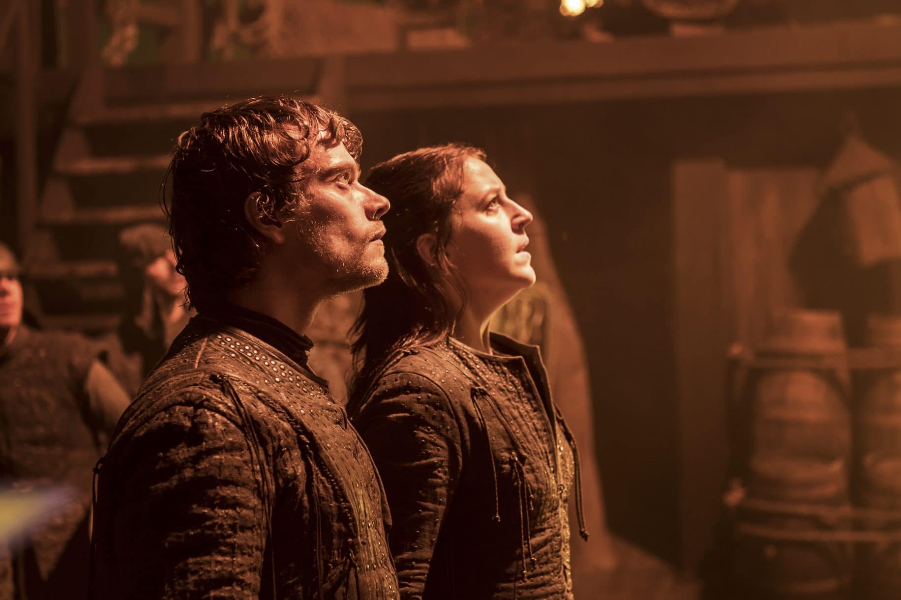 Theon Greyjoy (Alfie Allen) and Yara Greyjoy (Gemma Whelan)