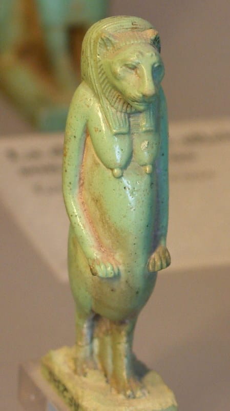 Statue of Egyptian god Bast as a lioness with human body