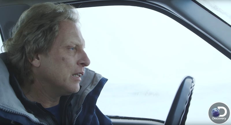 Sig Hansen looking pale while driving a car on Deadliest Catch