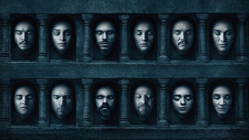 A photo of the key characters from the Game of Thrones series.