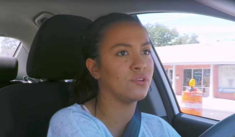 Briana DeJesus talking to her mom on the phone in the car on Teen Mom 2