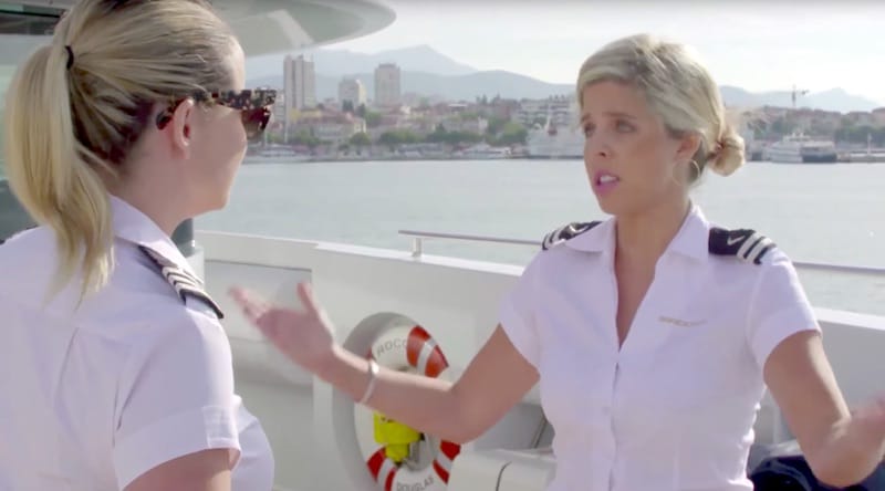 Bugsy talking angrily to Hannah aboard the Sirocco on Below Deck Mediterranean