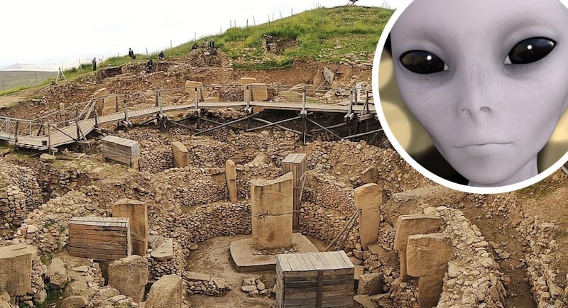 Gobekli Tepe and an inset of an alien face