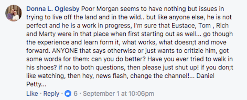 Comment on Mountain Men Facebook page