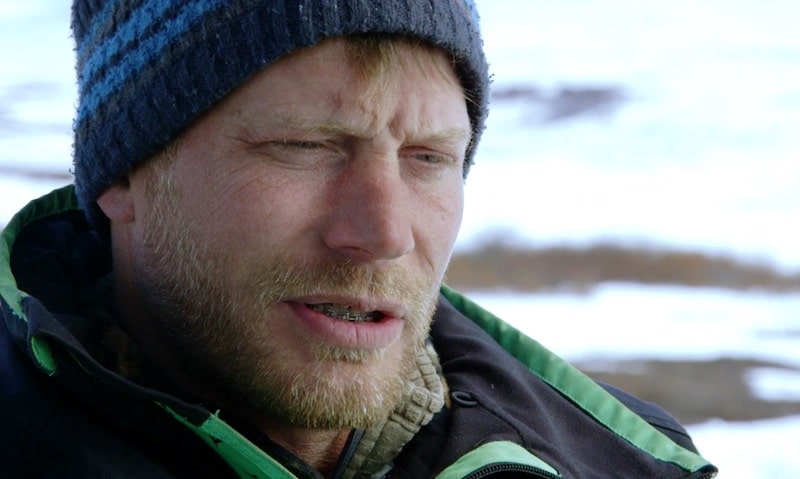 Shawn Pomrenke talking to the camera on Bering Sea Gold
