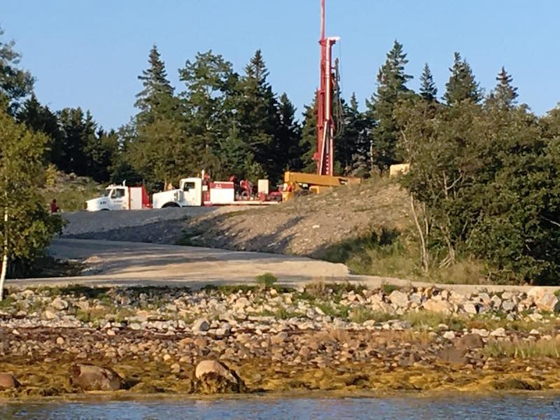 Money Pit drilling going on last month for The Curse of  Oak Island. Cr. Karen Publicover