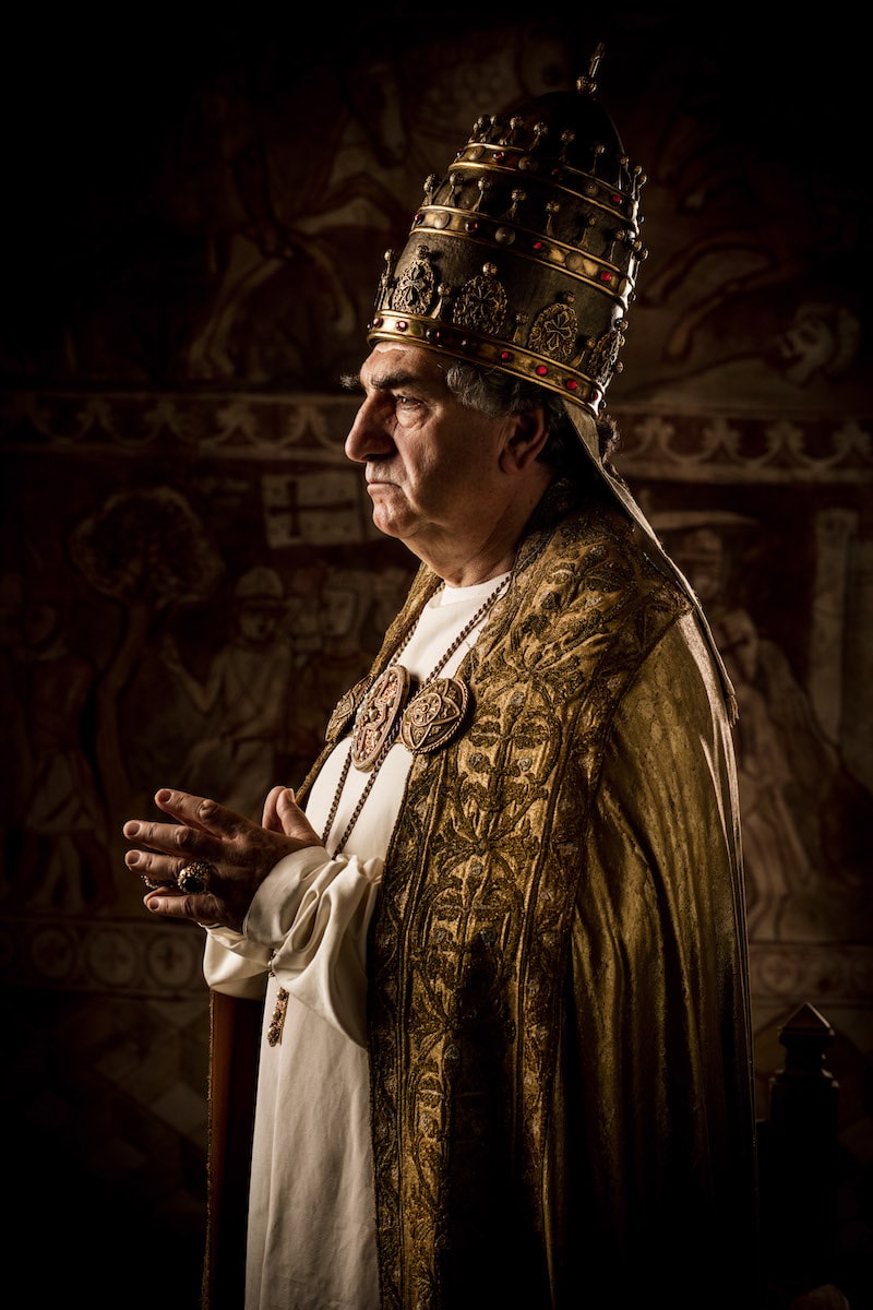 Pope Boniface VIII of France (Jim Carter) from HISTORY's New Drama Series Knightfall. 