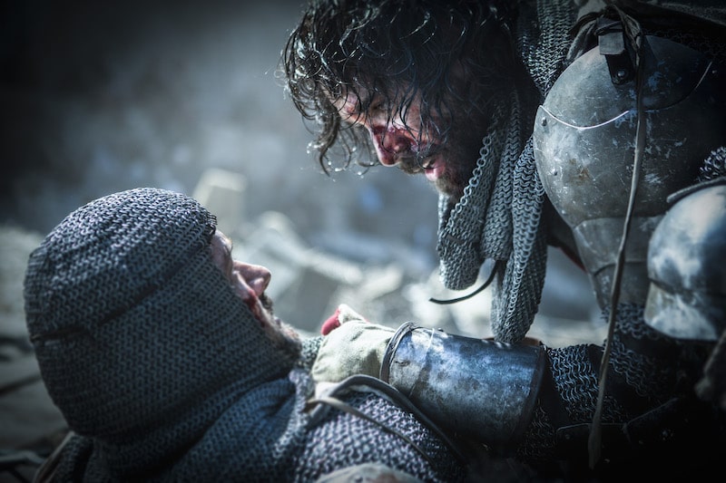 L-R: Gawain (Pádraic Delaney) and Landry (Tom Cullen) from HISTORY's New Drama Series Knightfall.