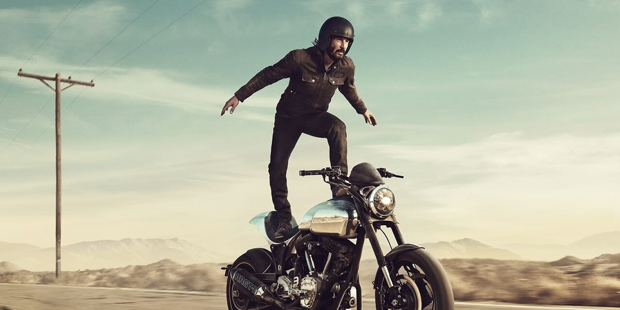 Keanu Reeves Super Bowl commercial 2018: Surfing a motorcycle for Squarespace