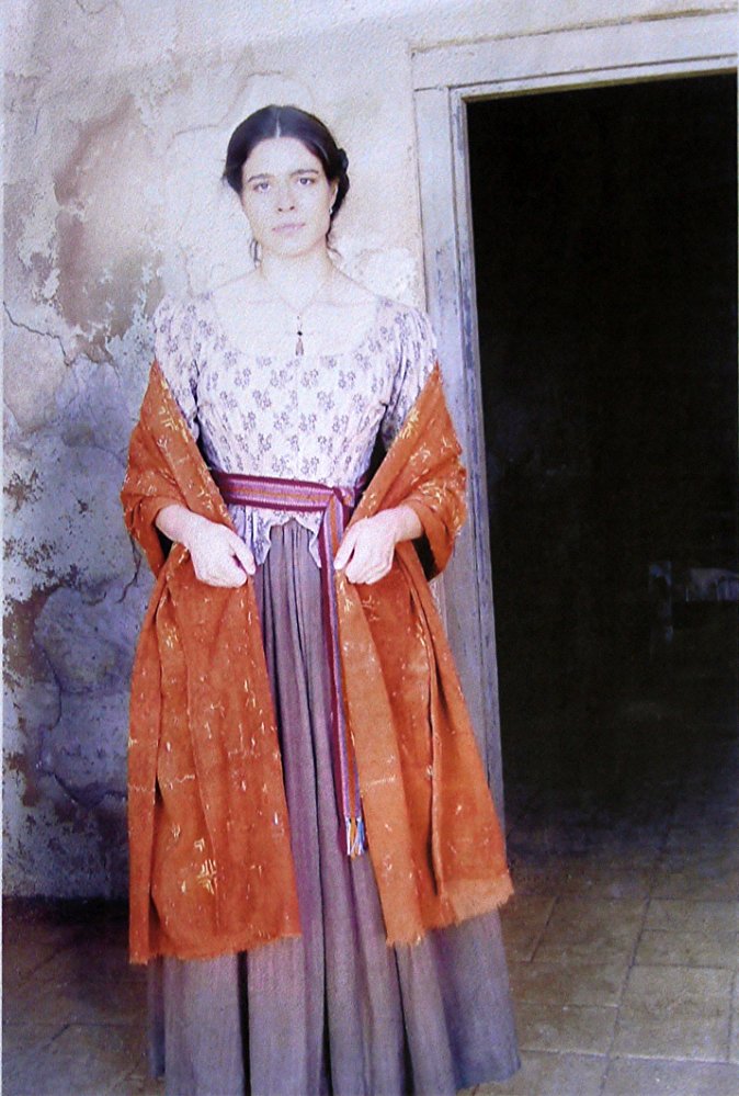 Estephania LeBaron on the set of the Alamo in 2004