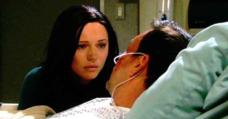 Gabby by Stefan's hospital bedside on Days of our Lives