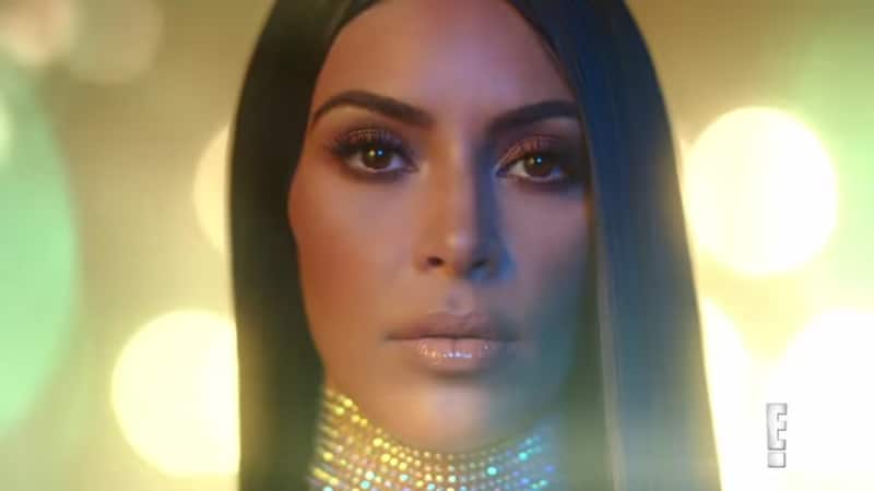 Kim Kardashian covered in glitter during the KKW Ultra Light Beams photo shoot