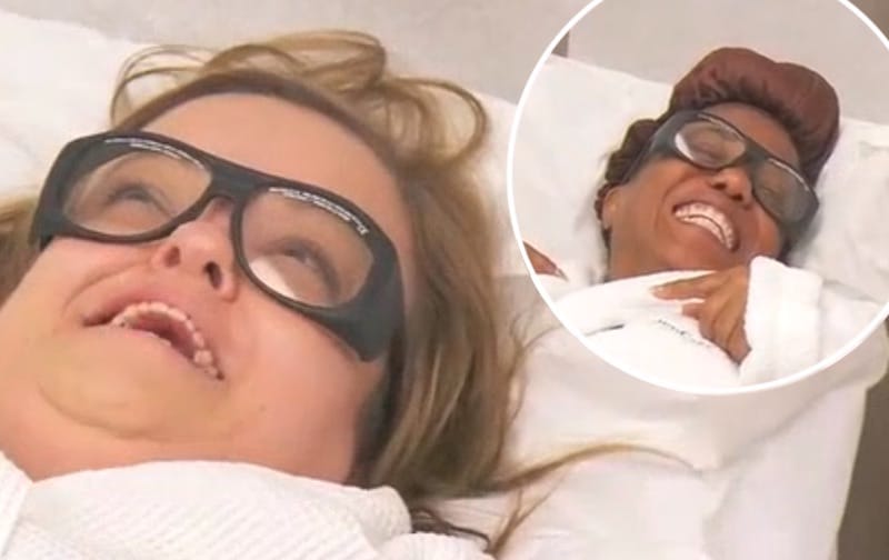Christy and Tonya's faces as they undergo vaginal rejuvenation on Little Women: LA