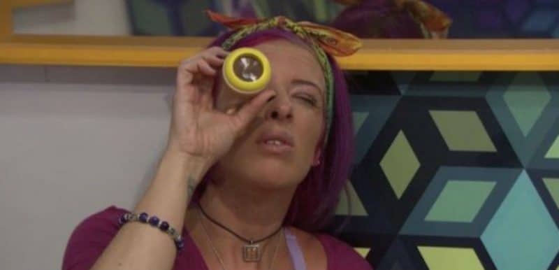 Angie 'Rockstar' Lantry looking into a kaleidoscope in the Big Brother 20 house