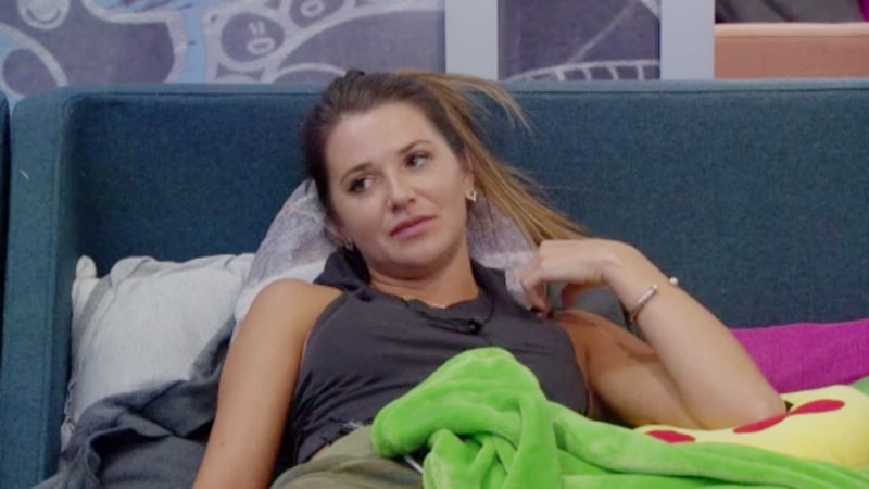 Angela laying in the bed in the blue room on Big Brother 20