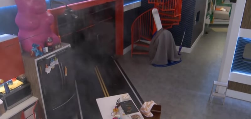 Smoke rises in the Big Brother 20 kitchen as Brett's bacon burns