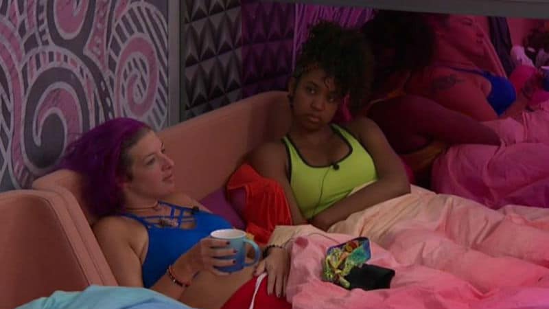Rockstar and Bayleigh chatting in bed in the Big Brother house