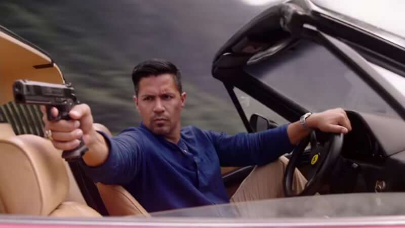 Jay Hernandez is behind the wheel as he tries to shoot a criminal on the new Magnum PI