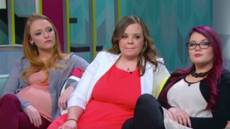 Maci Bookout, Catelynn Lowell, and Amber Portwood during a Teen Mom Og reunion
