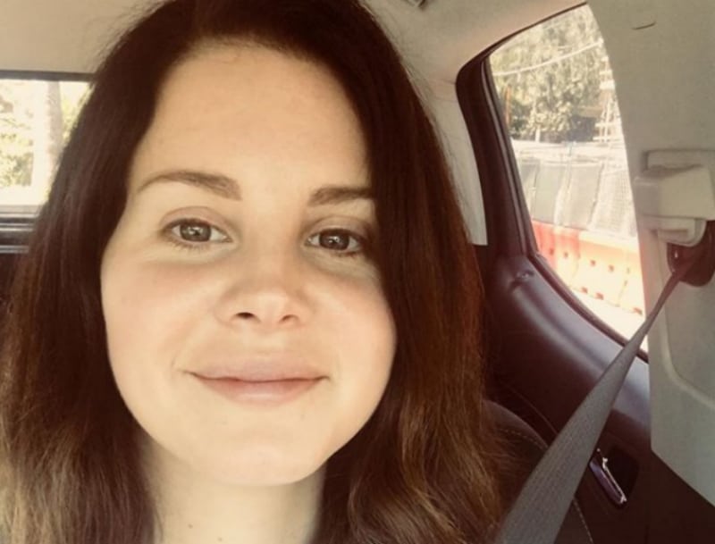 Lana Del Rey poses in a car selfie for Instagram