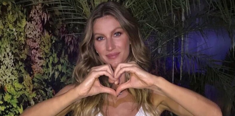 Gisele Bundchen shares a photo of herself making heart hands on Instagram