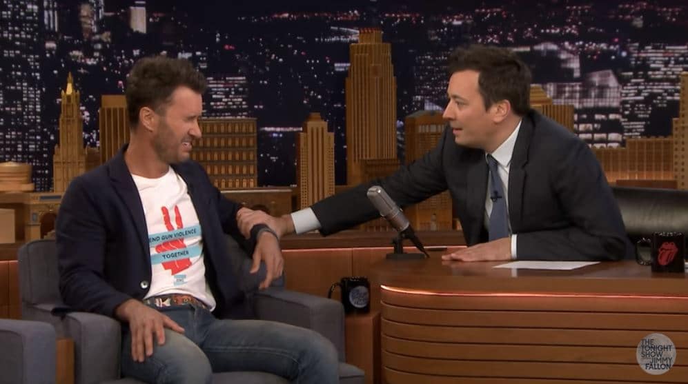 Blake Mycoskie's emotional moment on Jimmy Fallon's show where he talks about gun violence. Pic credit: The Tonight Show