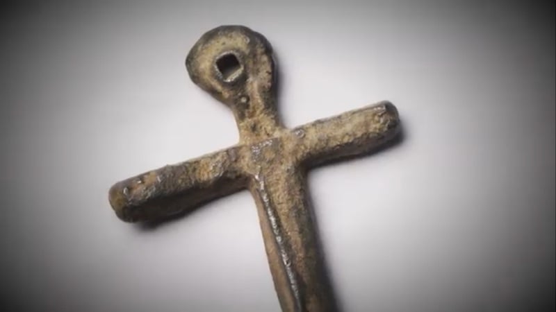 The lead cross found on The Curse of Oak Island