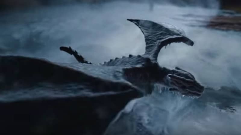 A dragon overtaken by ice in the Season 8 Game of Thrones teaser trailer