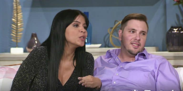 Larissa De Los Santos Lima and her husband Colt Johnson on stage at the Season 6 90 Day Fiance Tell All