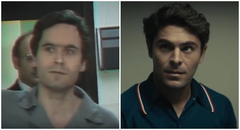 Zac Efron and Ted Bundy side by side