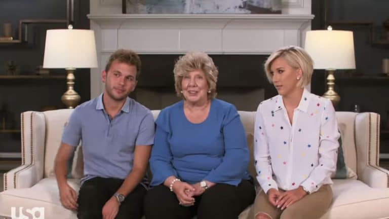 Chase, Nanny Faye, and Savannah Chrisley in a confessional on Chrisley Knows Best.