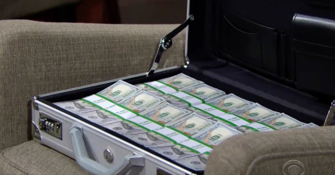 Thousands of dollars in an open suitcase
